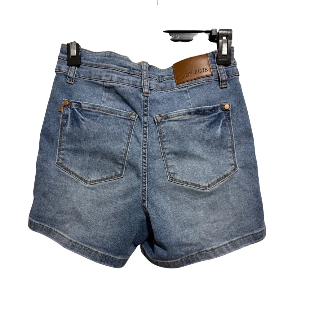 Judy Blue Denim Shorts Women Size S Blue High Rise Double Button Stretch Shaping
